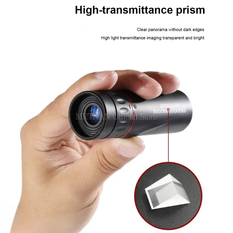 2025 2000X25 HD Monocular Telescope, Compact Portable for Travel, Hiking, Fishing, Camping, Stargazing, Concerts & Bird Watching