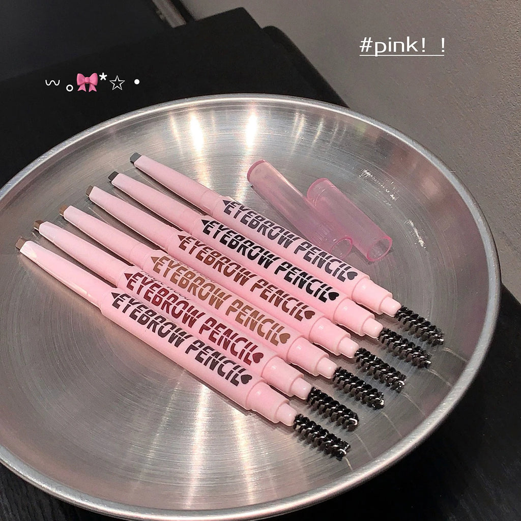 6 Colors Double Head Eyebrow Pencil with Spiral Eyebrow Brush Blade Shaping Brow Natural Smudge-Proof Waterproof Tattoo Pencil