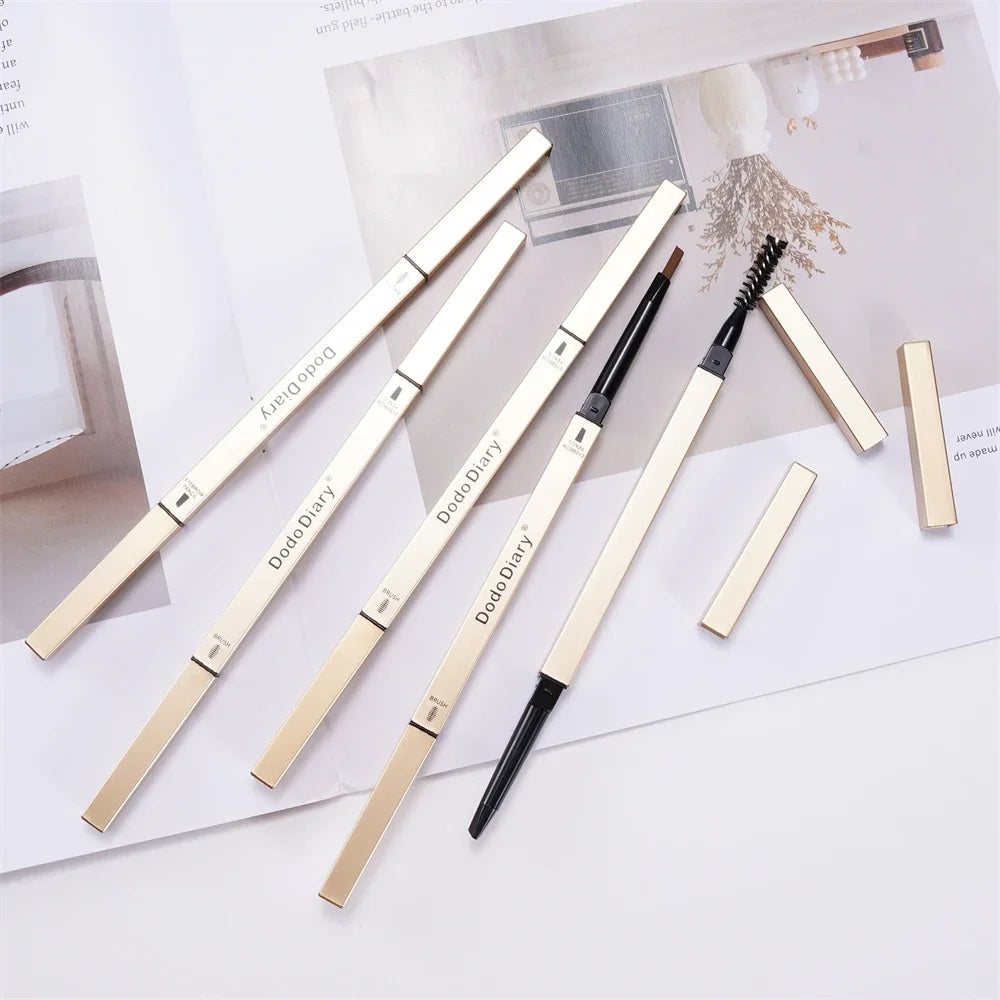 2 In 1 Deluxe Golden Strip Eyebrow Pencil Long-Lasting Waterproof for Precise Application Line Color Delicate Makeup