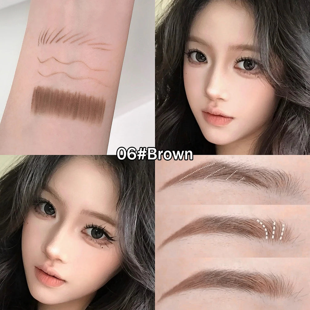 6 Colors Double Head Eyebrow Pencil with Spiral Eyebrow Brush Blade Shaping Brow Natural Smudge-Proof Waterproof Tattoo Pencil