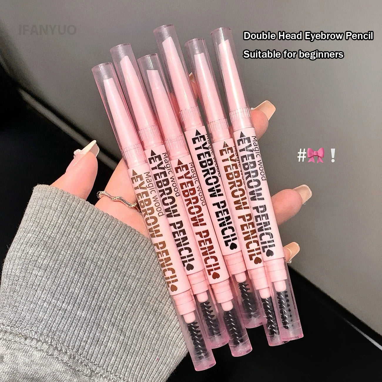 6 Colors Double Head Eyebrow Pencil with Spiral Eyebrow Brush Blade Shaping Brow Natural Smudge-Proof Waterproof Tattoo Pencil