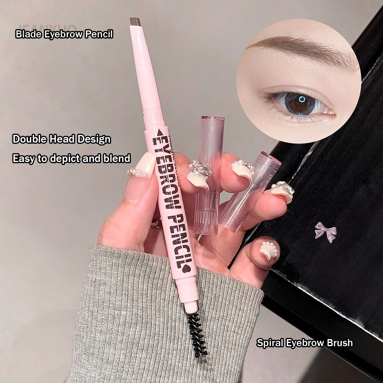 6 Colors Double Head Eyebrow Pencil with Spiral Eyebrow Brush Blade Shaping Brow Natural Smudge-Proof Waterproof Tattoo Pencil
