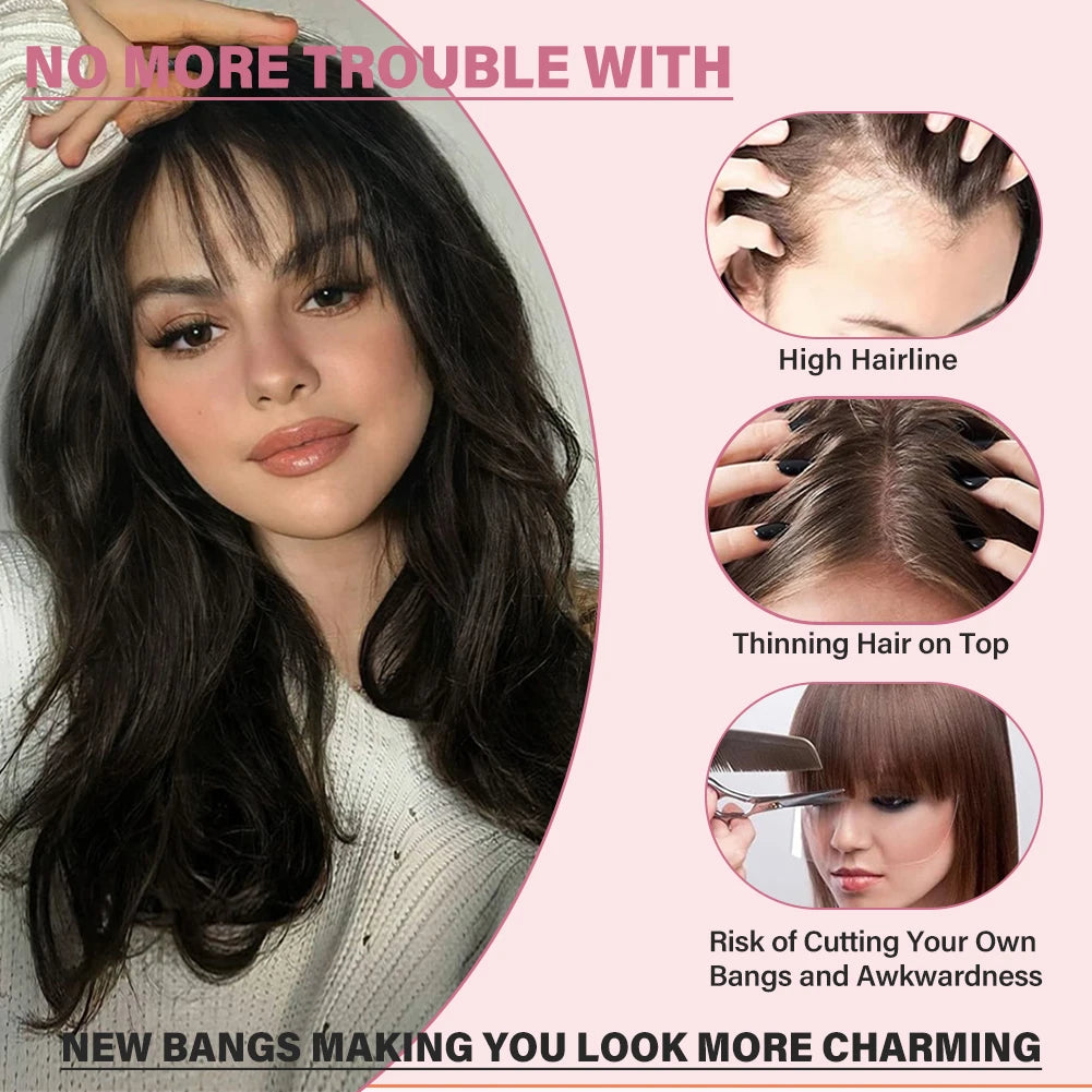 100% Real Human Straight Hair 3D Bangs Side Fringe For Women Natural-Looking Wispy Hair Clip-In Extensions