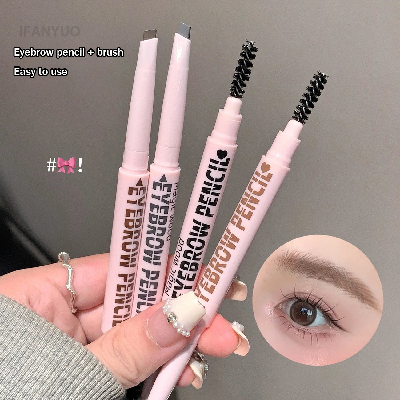 6 Colors Double Head Eyebrow Pencil with Spiral Eyebrow Brush Blade Shaping Brow Natural Smudge-Proof Waterproof Tattoo Pencil