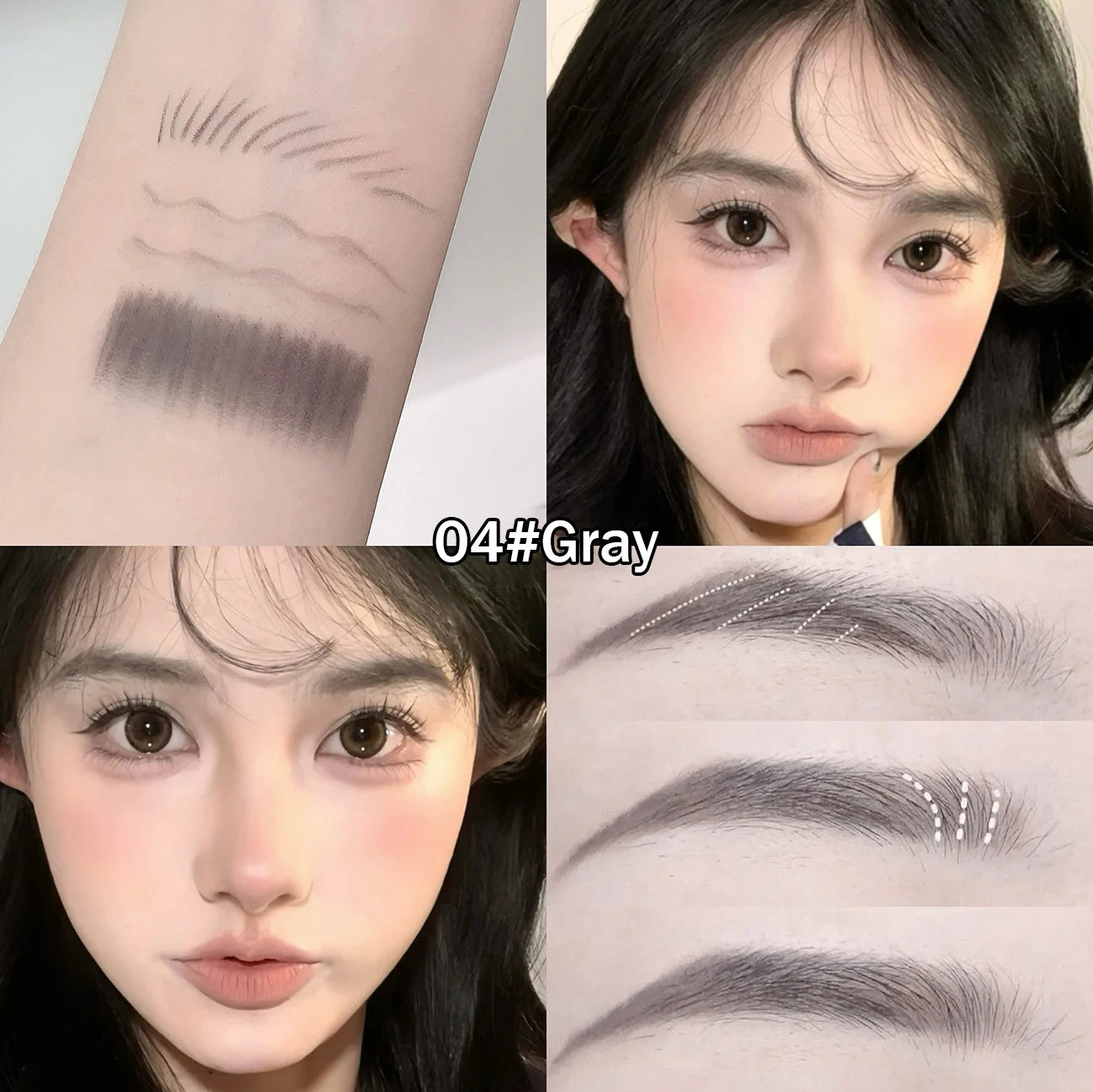 6 Colors Double Head Eyebrow Pencil with Spiral Eyebrow Brush Blade Shaping Brow Natural Smudge-Proof Waterproof Tattoo Pencil