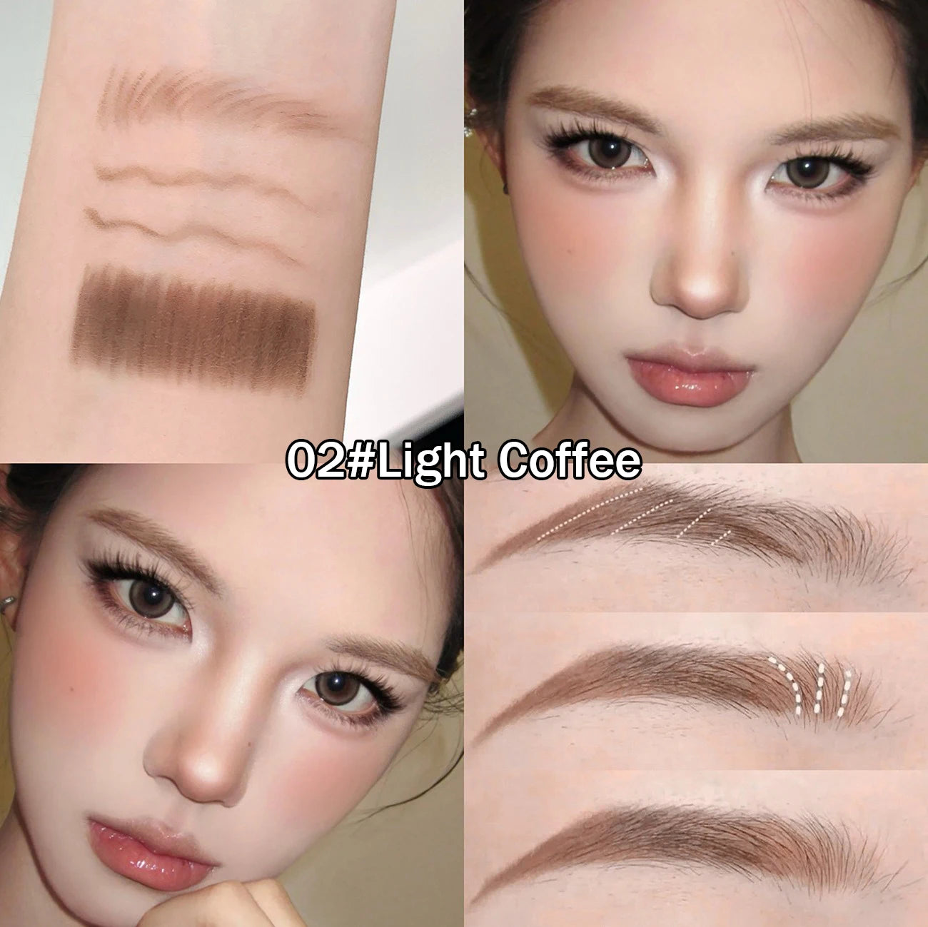 6 Colors Double Head Eyebrow Pencil with Spiral Eyebrow Brush Blade Shaping Brow Natural Smudge-Proof Waterproof Tattoo Pencil