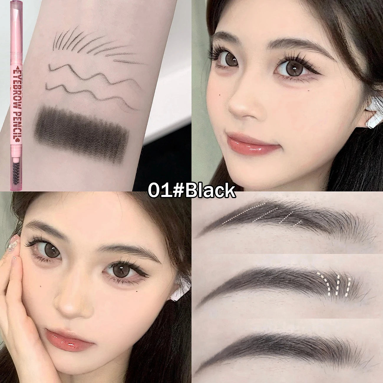 6 Colors Double Head Eyebrow Pencil with Spiral Eyebrow Brush Blade Shaping Brow Natural Smudge-Proof Waterproof Tattoo Pencil