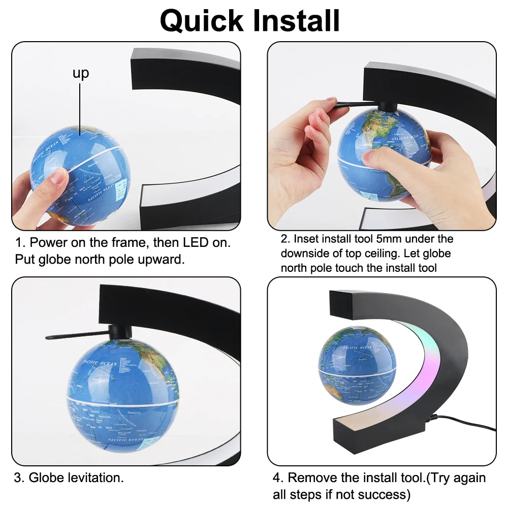 Novelty Ball Light Birthday Gifts Magnetic Levitation Globe Floating LED World Map Home Decoration Electronic Antigravity Lamp